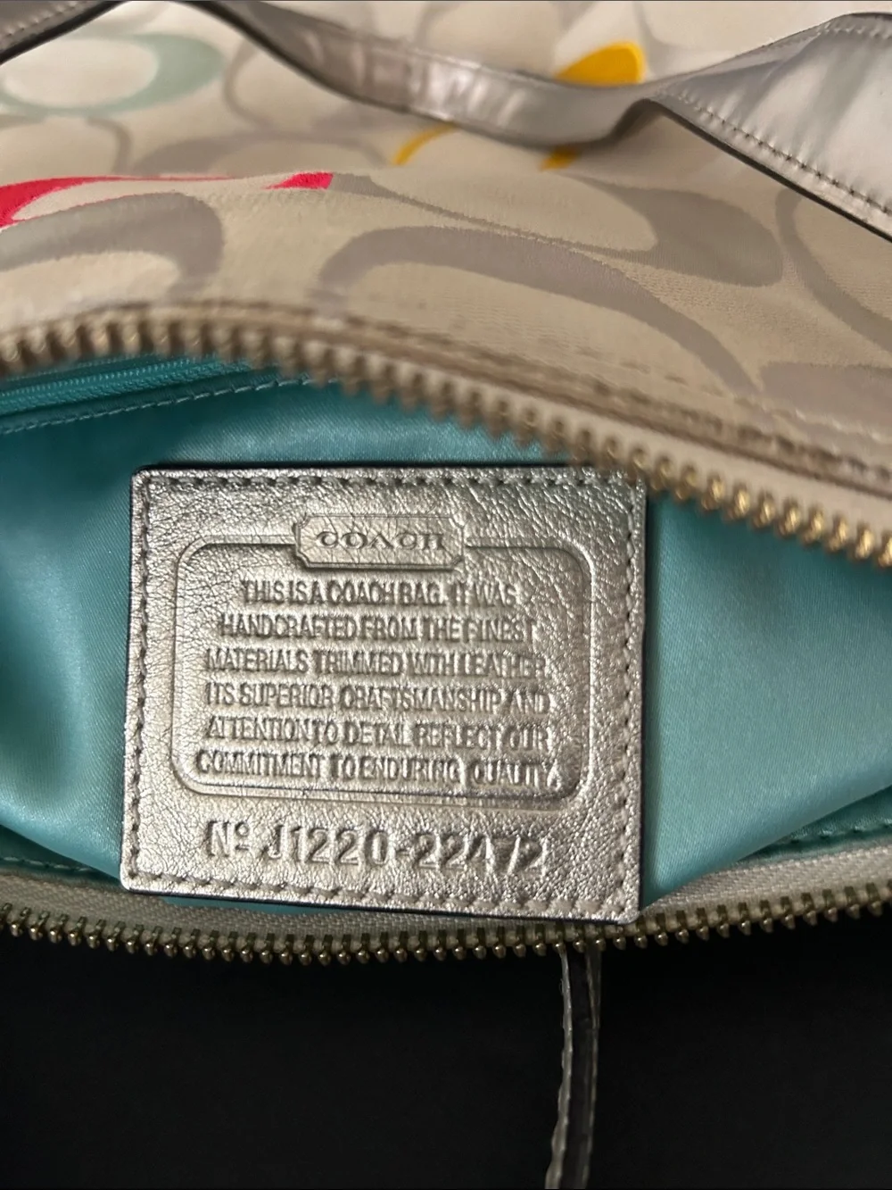 Coach Beige Signature Shoulder Tote with Multicolor 'C' Accents